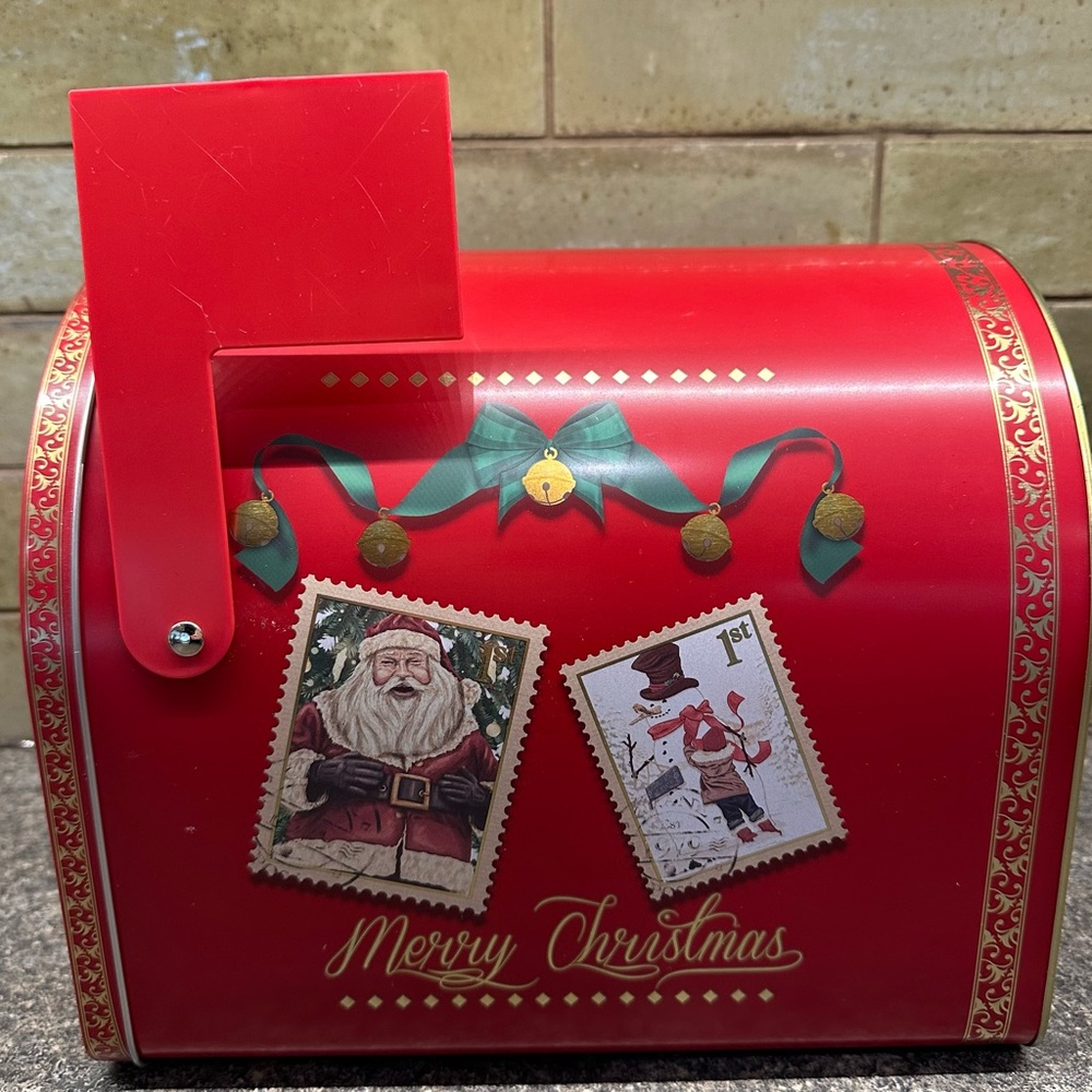 Festive Red Santa Christmas Mailbox Tin